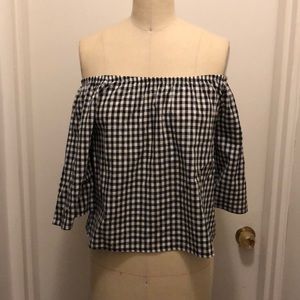 Off Shoulder Gingham Top